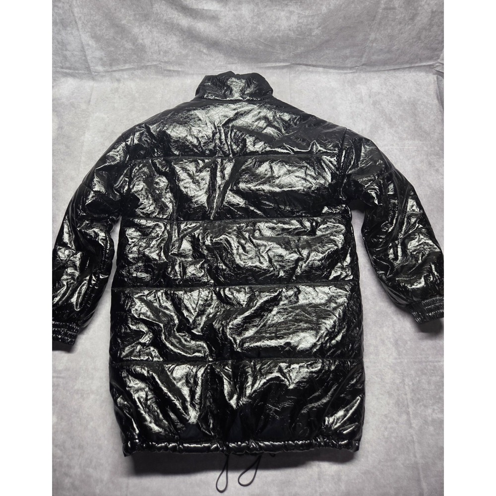 Forever 21 Mid Length High Shine Puffer Size Small Y2K Metallic Quilted Jacket - Picture 8 of 10
